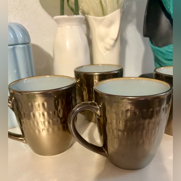 4 Food Network “Angelica” bronze, metallic mug with light blue inside. 4” - Picture 2 of 15